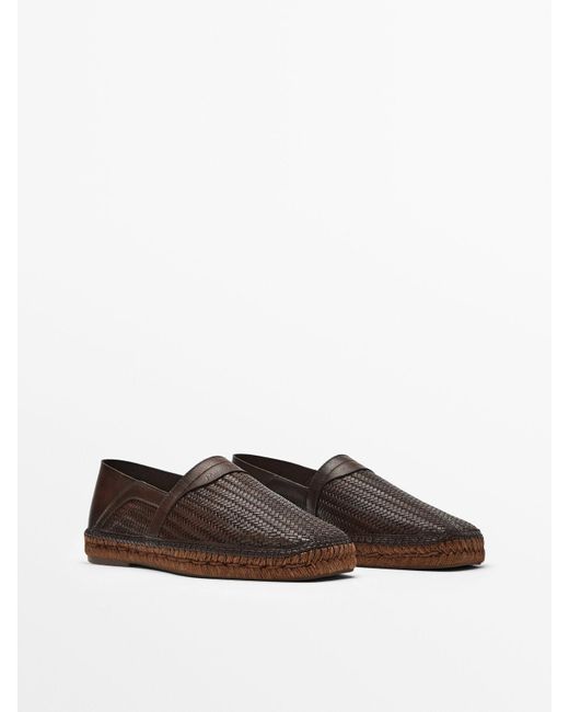 MASSIMO DUTTI Woven Leather Espadrilles 