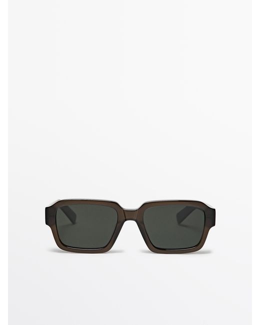 MASSIMO DUTTI Green Rectangular Sunglasses for men