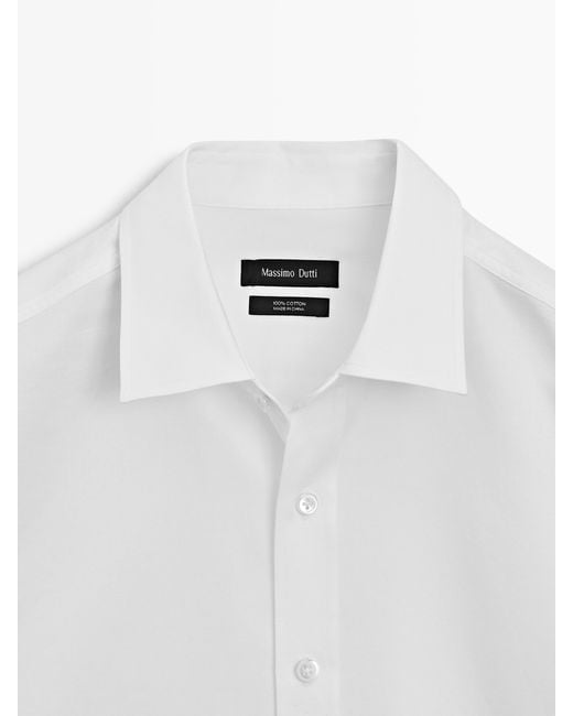 MASSIMO DUTTI White 100% Cotton Shirt for men