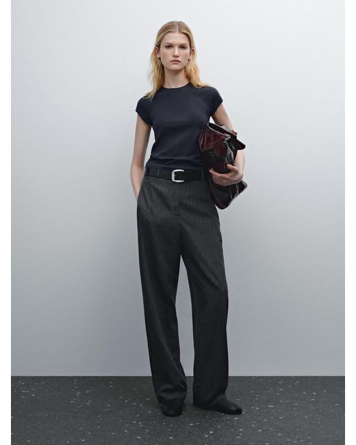 Maglietta Slim Fit Con Maniche Raglan di MASSIMO DUTTI in Gray