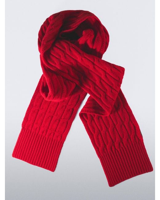 MASSIMO DUTTI Red Braided Wool Blend Scarf