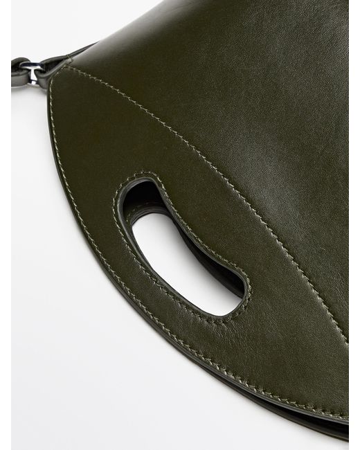 MASSIMO DUTTI Black Nappa Leather Mini Crossbody Bag