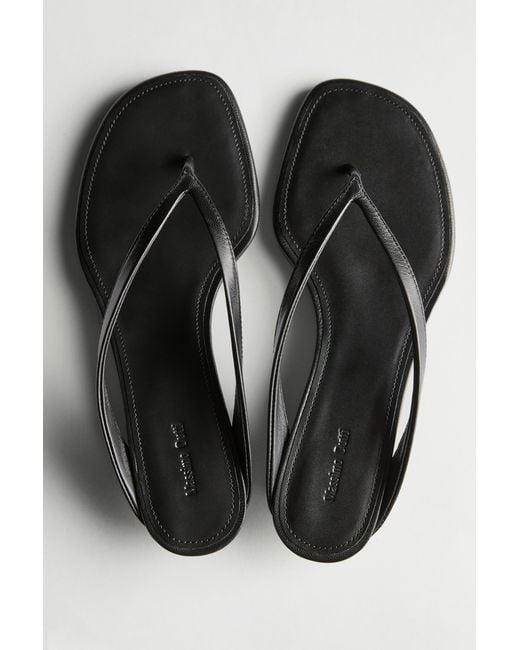 MASSIMO DUTTI Black Mid-Heel Toe Sandal