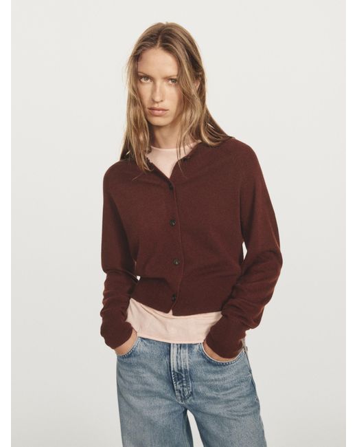 MASSIMO DUTTI Brown Long Sleeve Cashmere Cardigan