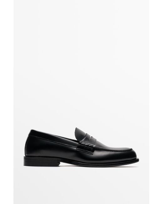 MASSIMO DUTTI Leder-Loafer in Black für Herren