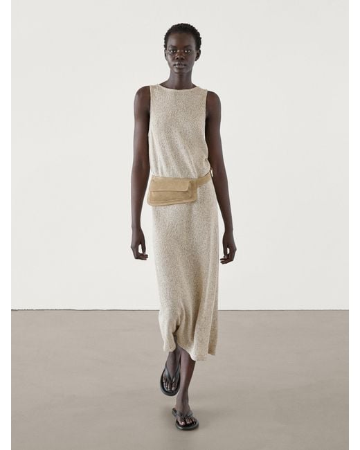 MASSIMO DUTTI 100 Cotton Twisted Yarn Knit Midi Dress in Natural Lyst UK