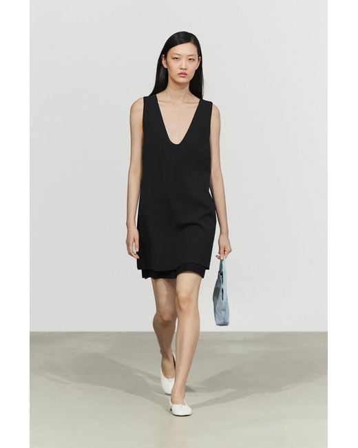 MASSIMO DUTTI Black Double-Layered Mini Dress