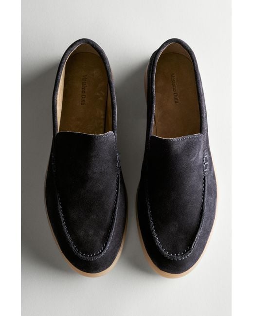 MASSIMO DUTTI Black Split Leather Loafers