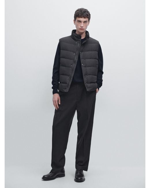MASSIMO DUTTI Blue Water-Repellent Puffer Gilet for men