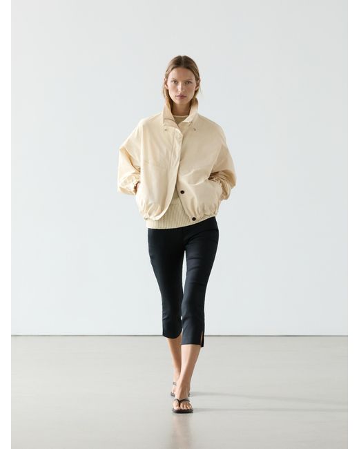 MASSIMO DUTTI Natural Puff High Neck Bomber Jacket