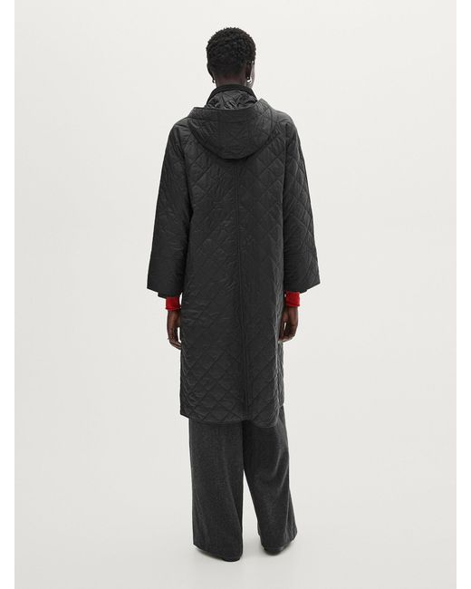 MASSIMO DUTTI Black Long Lightweight Padded Coat