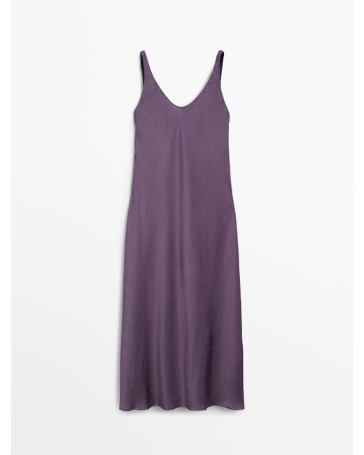 MASSIMO DUTTI Purple Weitschwingendes Midikleid