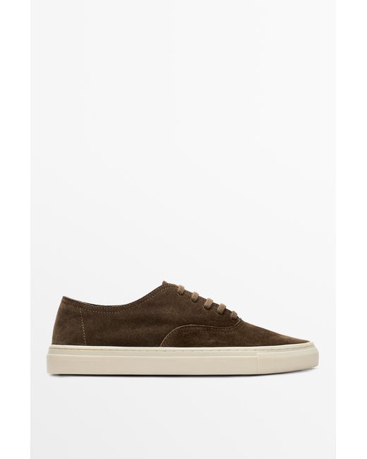 MASSIMO DUTTI Brown Soft Split Suede Leather Sports Shoe for men