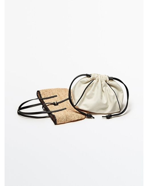 MASSIMO DUTTI Pouch Bag With Leather Details in Black | Lyst