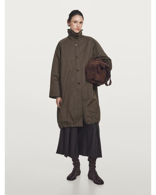 MASSIMO DUTTI Brown Long Parka With Detachable Gilet