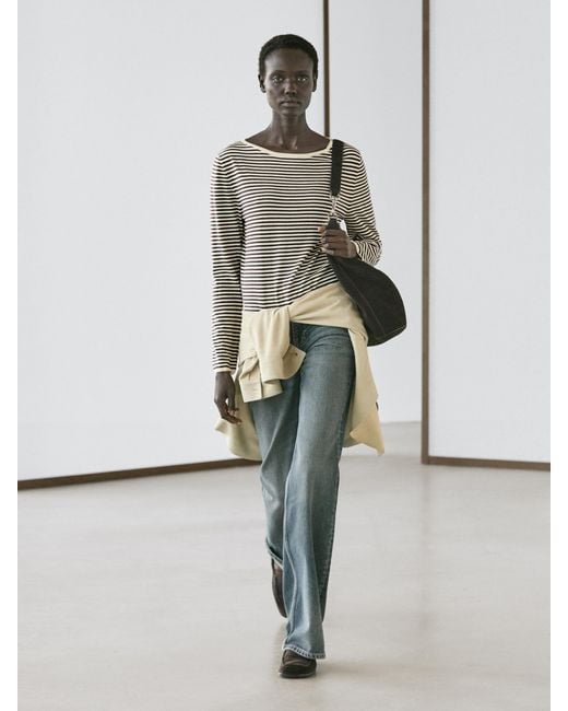 MASSIMO DUTTI Multicolor Striped Long Sleeve Knit Sweater