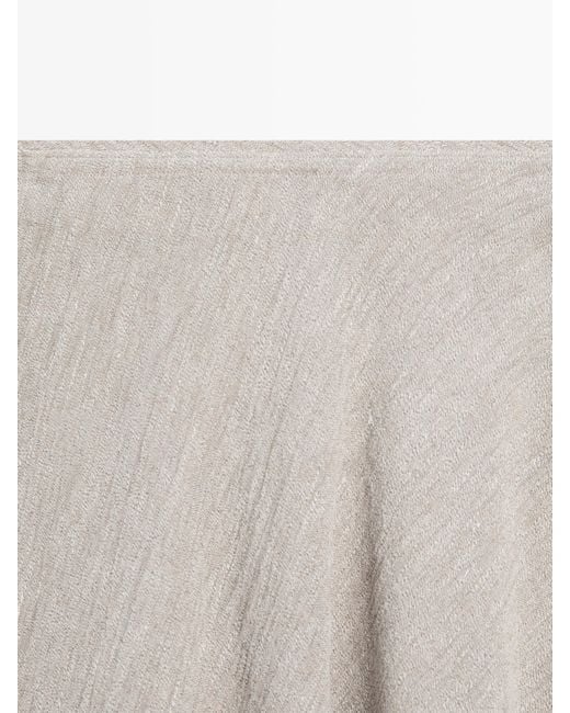MASSIMO DUTTI White Waffle-Knit Flared Midi Skirt
