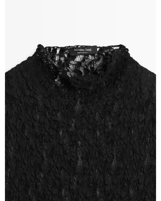 MASSIMO DUTTI White Transparent Lace Top