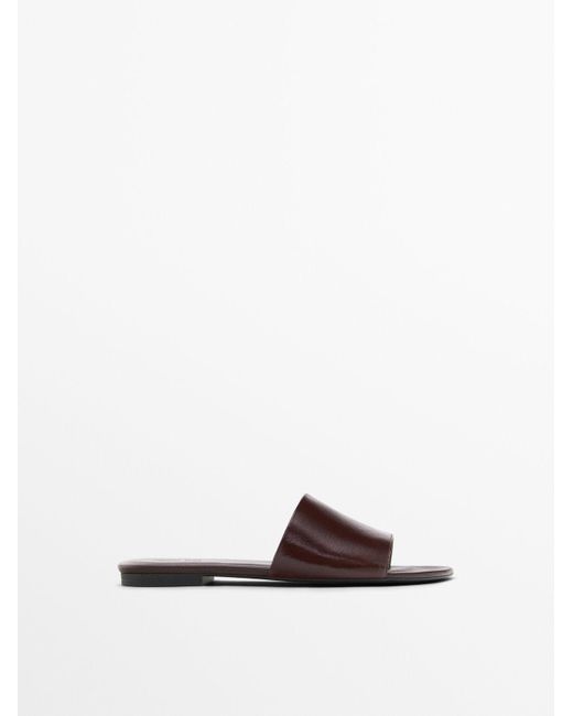 MASSIMO DUTTI Leren Bandsandaal in het White