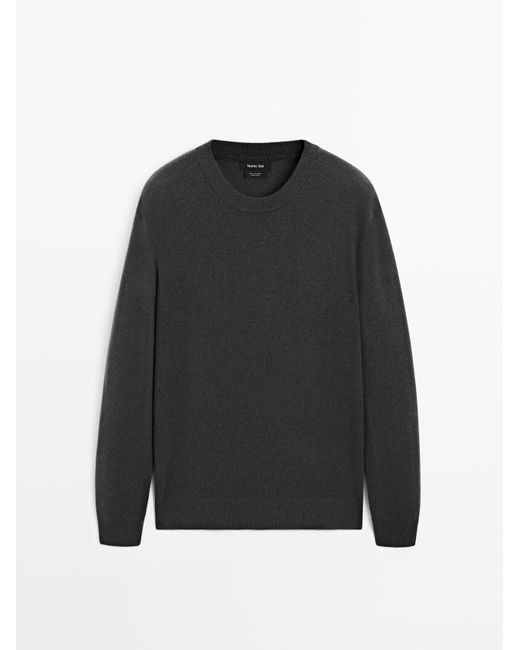 MASSIMO DUTTI 100% Kasjmier Tricot Trui in het Black voor heren