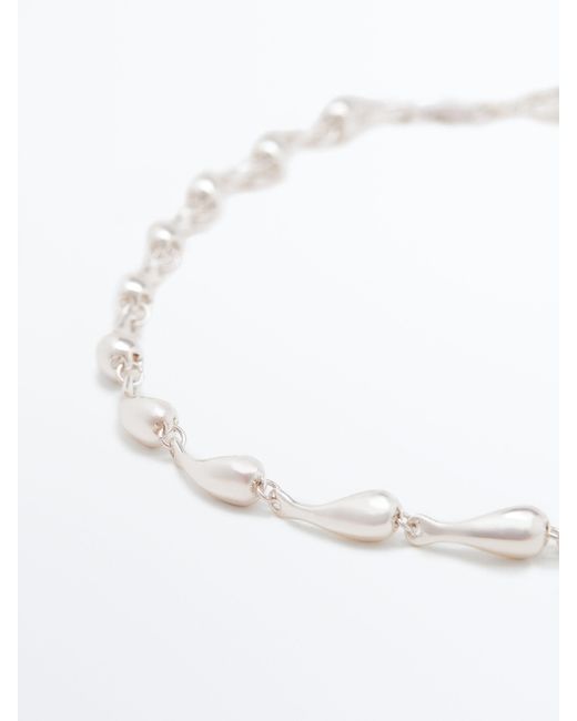 MASSIMO DUTTI White Necklace With Teardrop Pieces