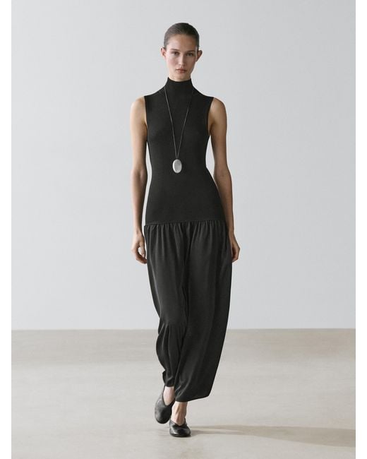 massimo dutti black silk dress MASSIMO DUTTI Black Silk Wrap Dress, size EU 38