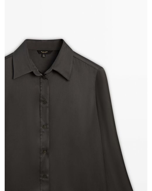 MASSIMO DUTTI Black Satin Shirt With Cut-Out Details