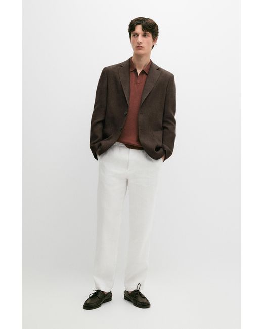 MASSIMO DUTTI Brown 100% Linen Melange Blazer for men