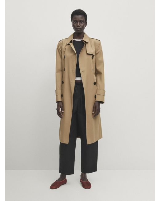 Gabardina Con Cinturón MASSIMO DUTTI de color Natural