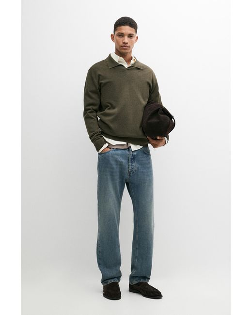 MASSIMO DUTTI Strickpullover Mit Polo-Kragen in Green für Herren