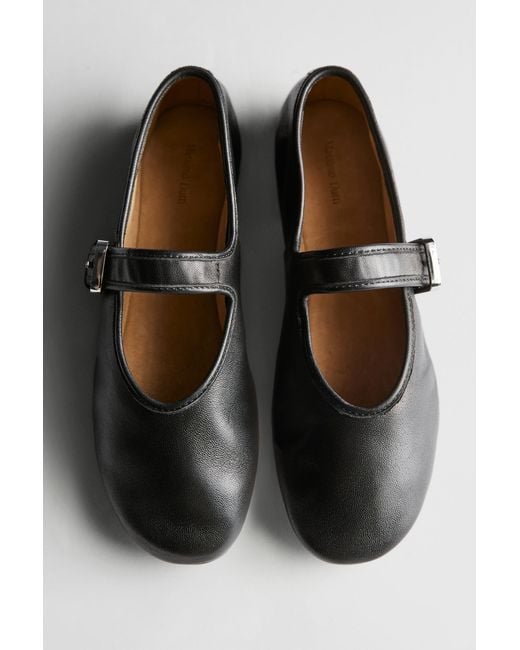MASSIMO DUTTI Black Soft Leather Ballerinas