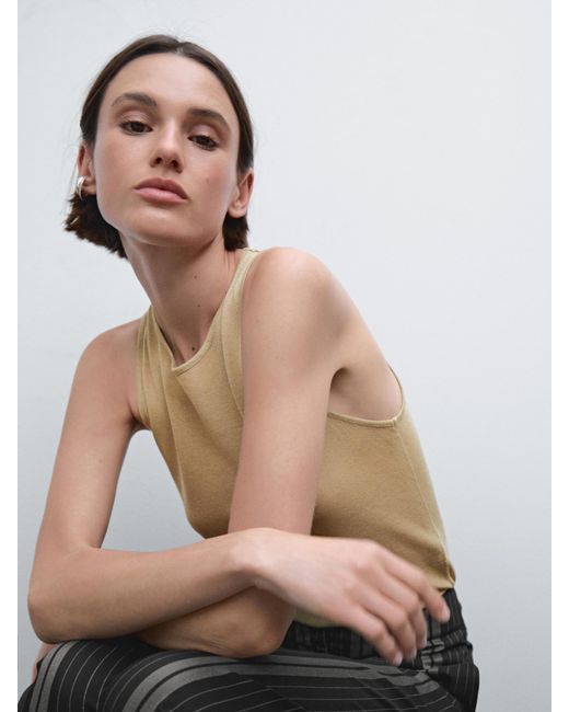 Top Semi-Transparent À Col Rond MASSIMO DUTTI en coloris Natural