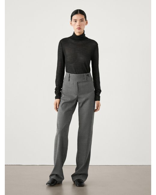 MASSIMO DUTTI White Straight Trousers With Wide Waistband