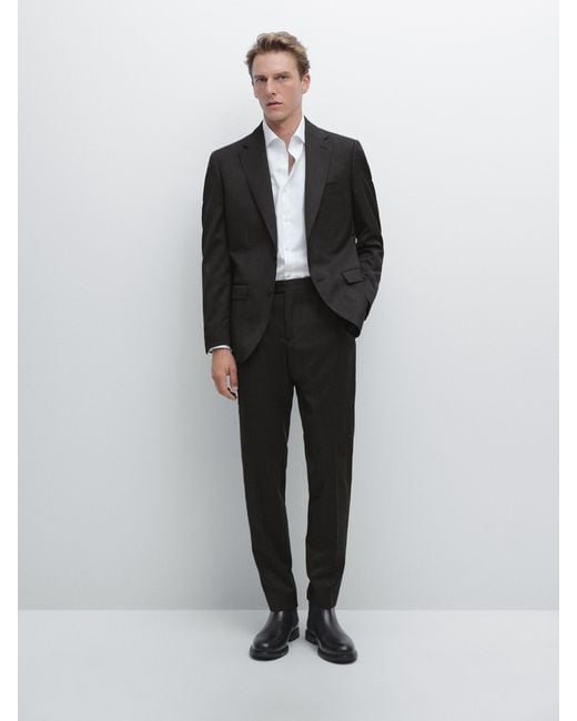MASSIMO DUTTI Gray American Cold Wool Suit for men