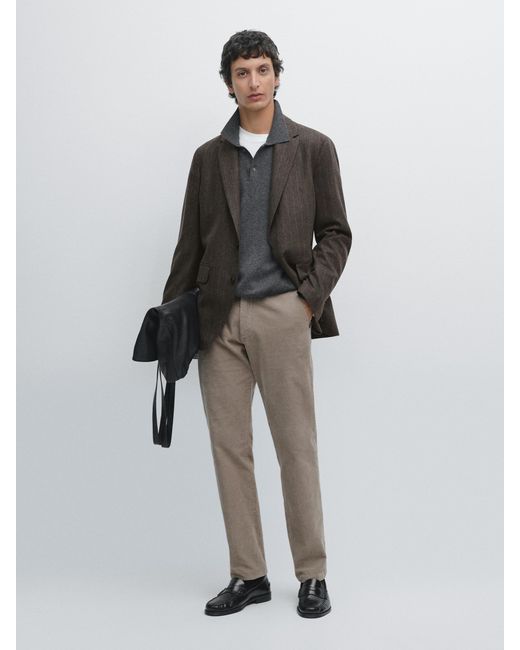 MASSIMO DUTTI Multicolor Slim Fit Corduroy Trousers for men