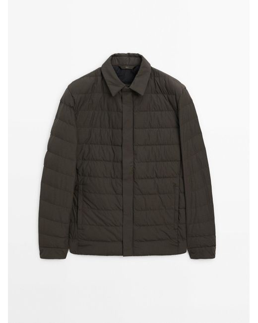 MASSIMO DUTTI Blue Puffer Jacket With Down And Feathers Filling for men
