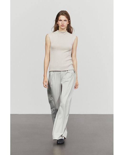 MASSIMO DUTTI Multicolor Cotton Blend High Neck Knit Top