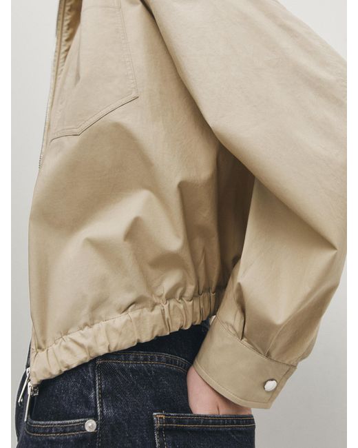 MASSIMO DUTTI Paper Touch Jacket With Pocket in Natural Lyst