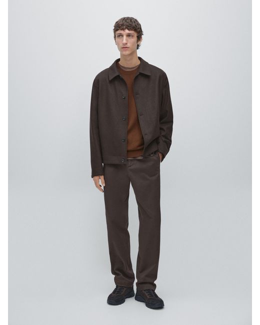 MASSIMO DUTTI Brown Total Look Wool Blend Jacket for men