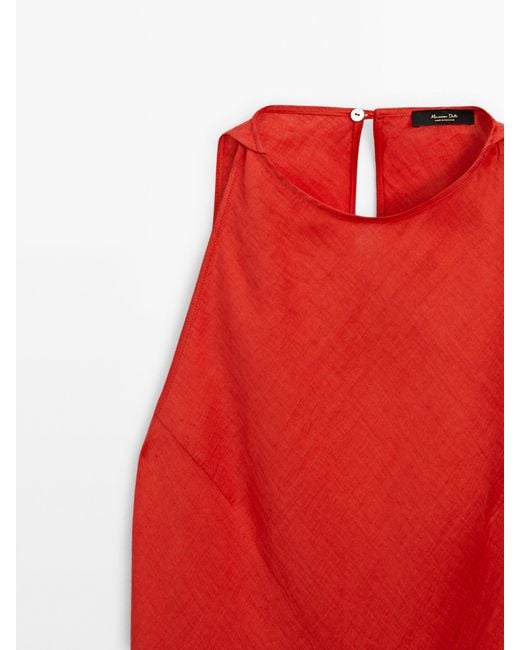 MASSIMO DUTTI Red Halter Neck Dress