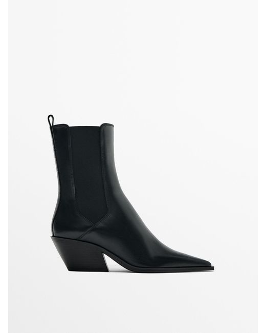 Massimo dutti clearance black leather boots