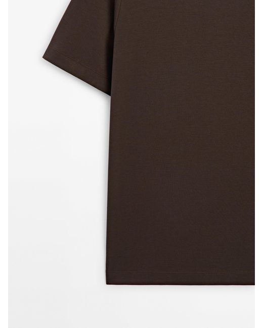 MASSIMO DUTTI Black Cotton Blend T-Shirt for men