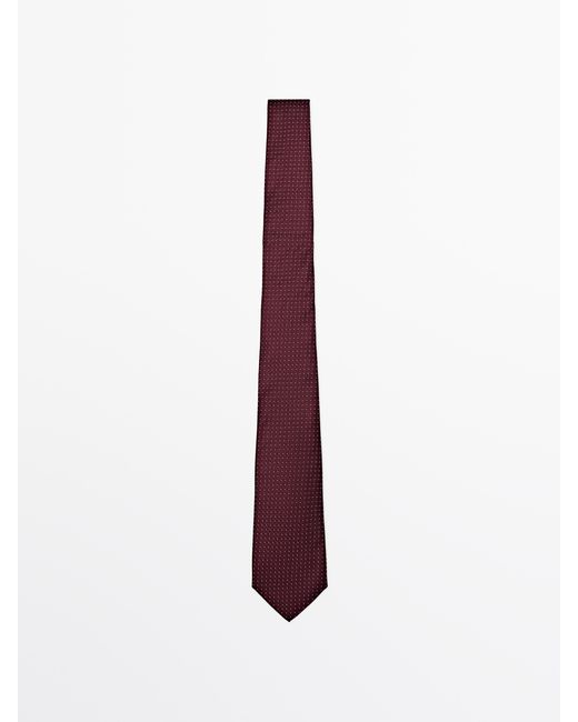 MASSIMO DUTTI Purple 100% Silk Dotted Tie for men