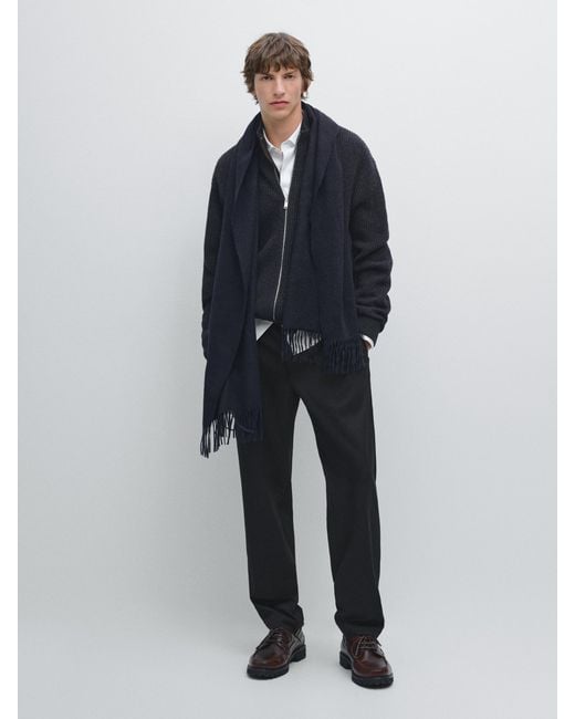 MASSIMO DUTTI Cardigan With Zip Pockets And Contrast Detail in