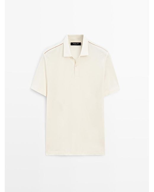 MASSIMO DUTTI Polo Met Korte Mouw En Combi Naad in het White voor heren