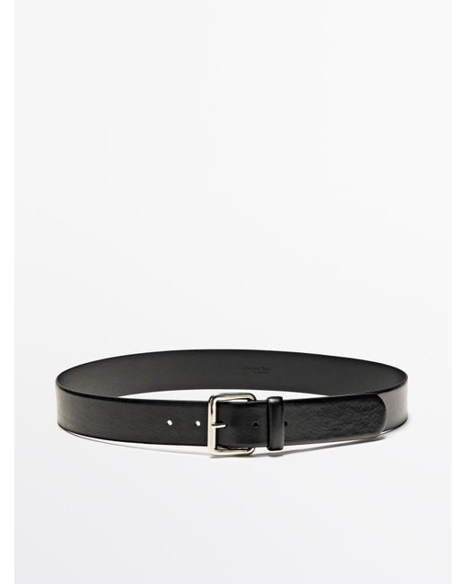 MASSIMO DUTTI Riem Van Nappaleer Met Vierkante Gesp in het White