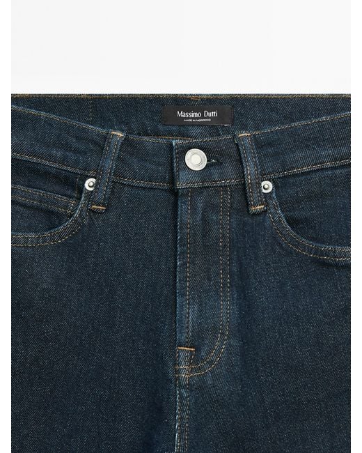Jeans Slim Fit Cropped Tiro Medio MASSIMO DUTTI de color White
