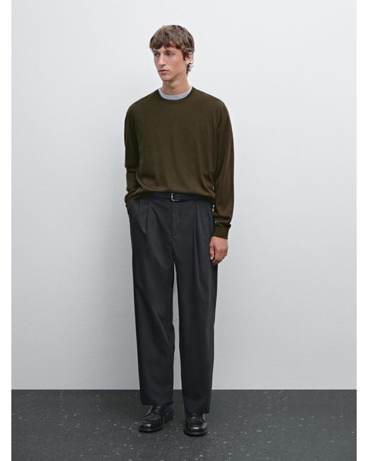 Jersey Punto 100% Lana Merino MASSIMO DUTTI de hombre de color Green