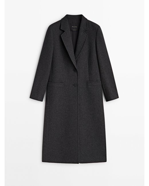 MASSIMO DUTTI TwoButton Wool Blend Coat in Black Lyst