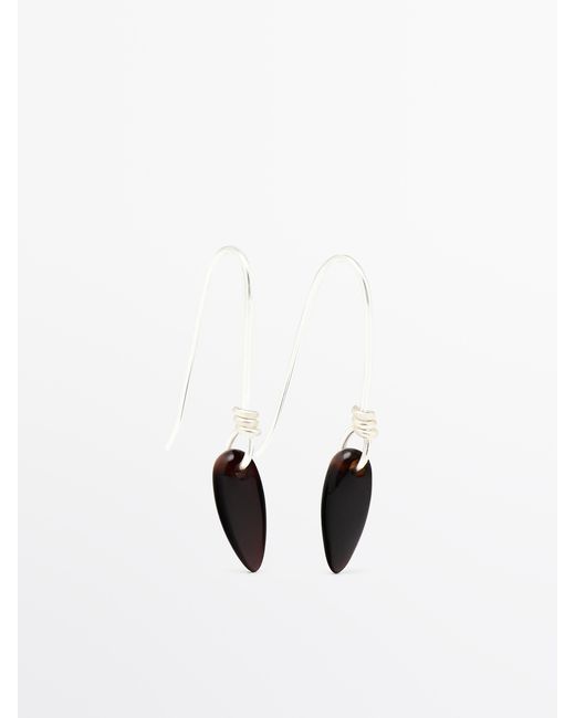 MASSIMO DUTTI White Stone Pendulum Earrings